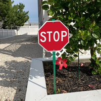 Stop sign witn stake for lawn or yard