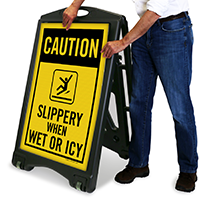 Slippery When Wet Sidewalk Sign