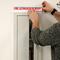 Fire extinguisher inside safety label