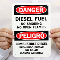 Danger Diesel Fuel Bilingual Sign