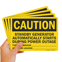 standby generator starts automatically sign