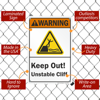 Warning Sign for Unstable Cliff