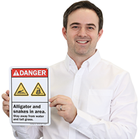 Alligator And Snakes In Area Sign