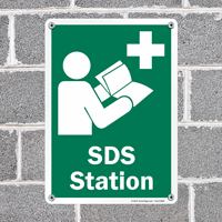 Hazard communication sign with graphic
