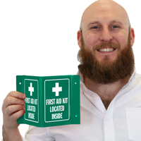 First aid kit projecting sign