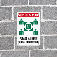 Please Keep Distance Sign