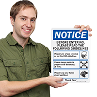 Safety notice sanitize protocols