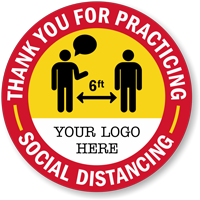 Social distancing reminder floor sign