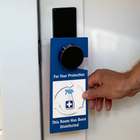 Room sanitized door hanger